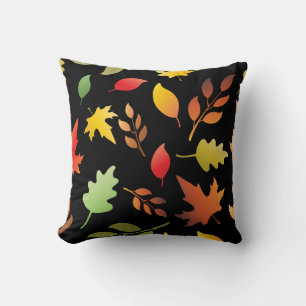 Seamless pattern with fallen autumn leaves and col throw pillow