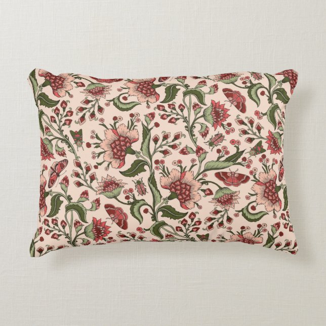 Seamless pattern with fantasy flowers, natural wal accent pillow (Front)