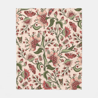 Seamless pattern with fantasy flowers, natural wal fleece blanket