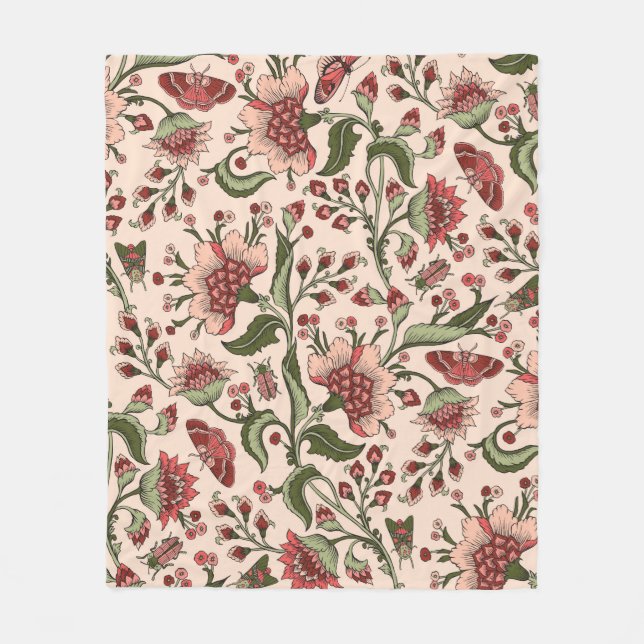 Seamless pattern with fantasy flowers, natural wal fleece blanket (Front)