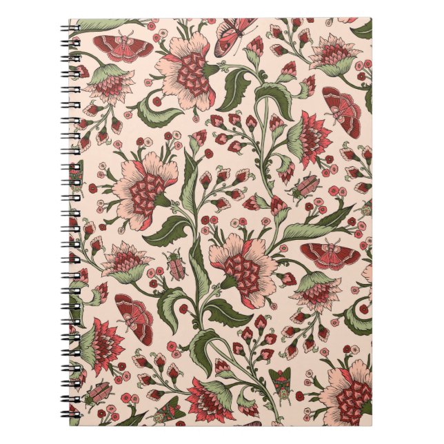 Seamless pattern with fantasy flowers, natural wal notebook (Front)