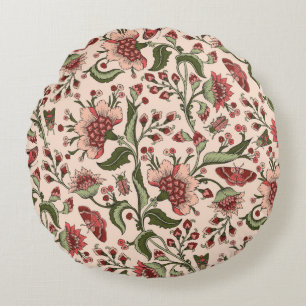 Seamless pattern with fantasy flowers, natural wal round pillow