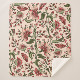 Seamless pattern with fantasy flowers, natural wal sherpa blanket