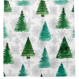 Seamless pattern with fir tree and snowflakes. Wat