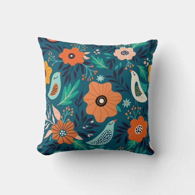 Seamless pattern with floral ornament throw pillow (Front)