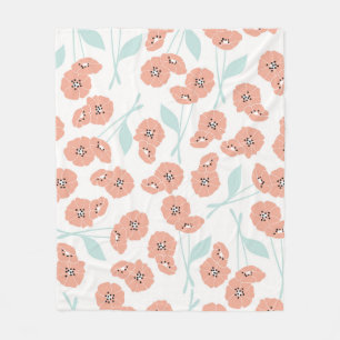 Seamless pattern with flowers and floral elements, fleece blanket