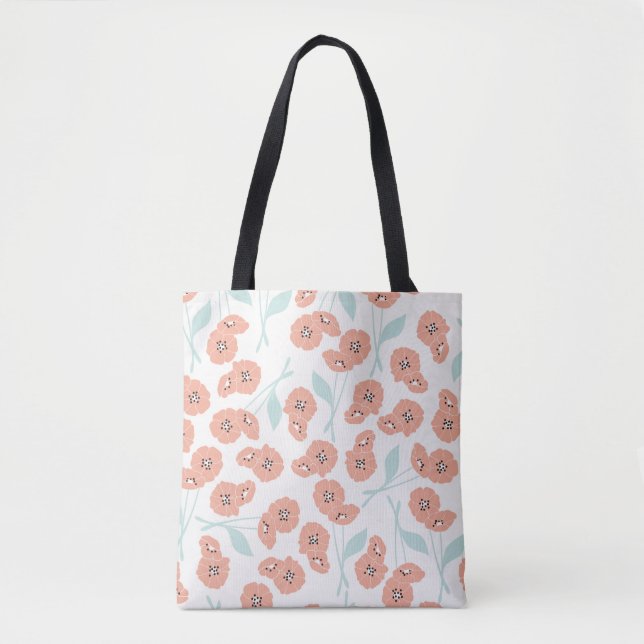 Seamless pattern with flowers and floral elements, tote bag (Front)