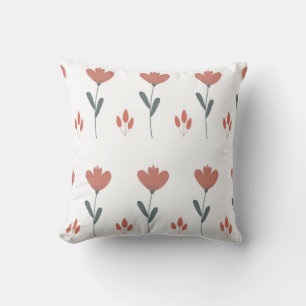 seamless pattern with flowers and leaves throw pillow