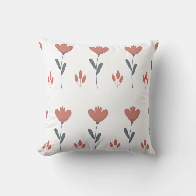 seamless pattern with flowers and leaves throw pillow (Front)