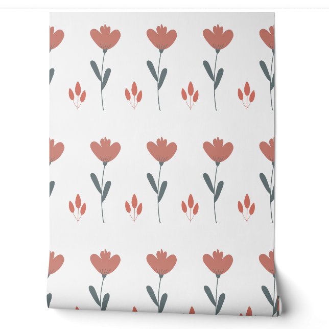 seamless pattern with flowers and leaves wallpaper (Unrolling)