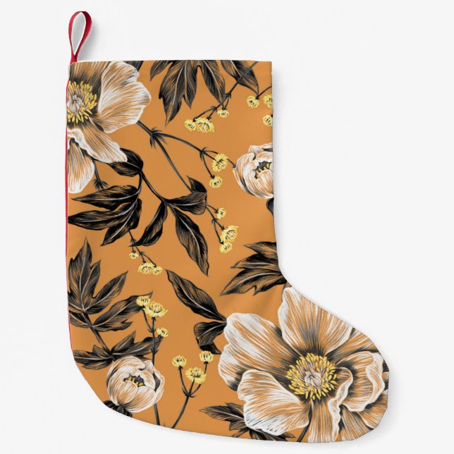 Seamless pattern with flowers.art,floral,pattern,c small christmas stocking (Front)