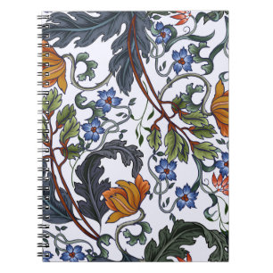 Seamless pattern with flowers in art deco style. M Notebook