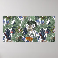 Seamless pattern with flowers in art deco style. M