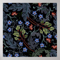 Seamless pattern with flowers in art deco style. M