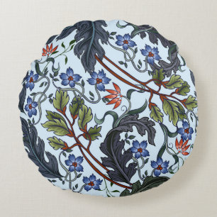 Seamless pattern with flowers in art deco style. M Round Pillow