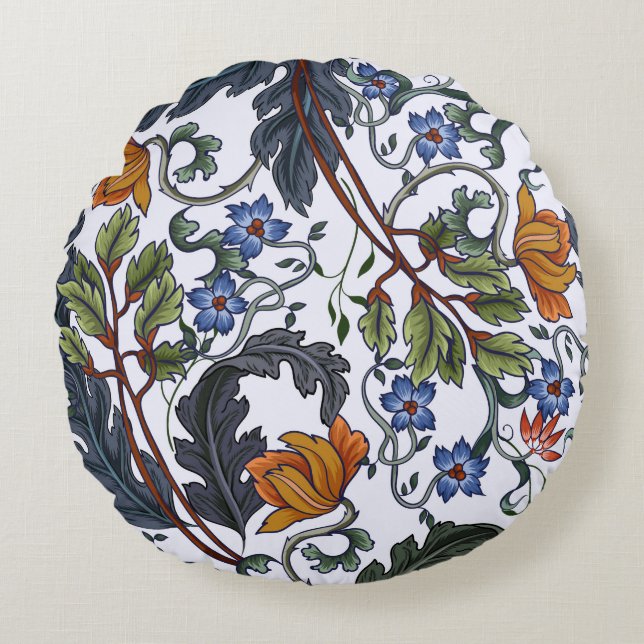 Seamless pattern with flowers in art deco style. M Round Pillow (Front)