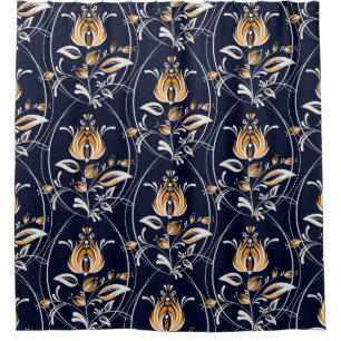 Seamless pattern with flowers in folk style. . Vin
