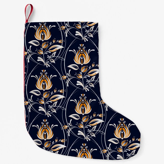 Seamless pattern with flowers in folk style. . Vin Small Christmas Stocking (Front)