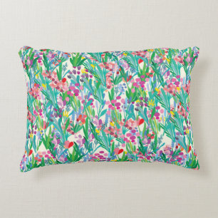 Seamless pattern with flowers, plant background. A Accent Pillow