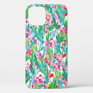 Seamless pattern with flowers, plant background. A iPhone 12 Case