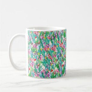 Seamless pattern with flowers, plant background. A Coffee Mug