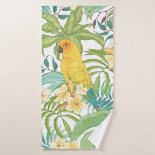 Seamless pattern with flowers Plumeria,leaves and  Bath Towel