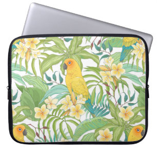 Seamless pattern with flowers Plumeria,leaves and  Laptop Sleeve
