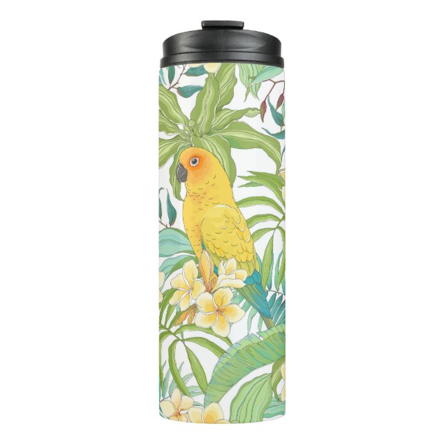 Seamless pattern with flowers Plumeria,leaves and  Thermal Tumbler (Front)