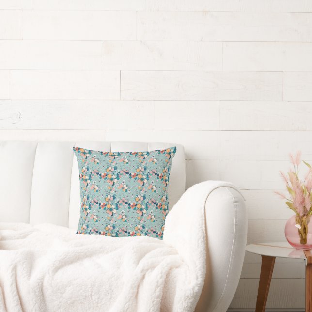 Seamless pattern with flowers throw pillow (Couch)