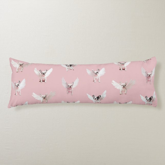 Seamless Pattern with Flying French Bulldog Body Pillow (Front)
