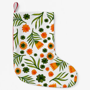 Seamless pattern with folk art flowers small christmas stocking