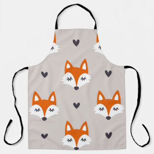 Seamless pattern with fox faces. Hand drawn repeat Apron