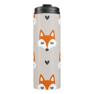 Seamless pattern with fox faces. Hand drawn repeat Thermal Tumbler
