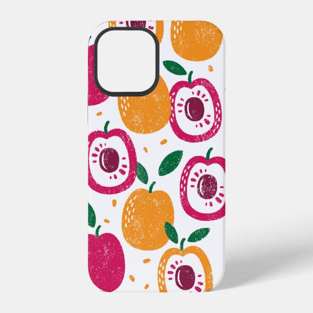 Seamless pattern with fruits. Stamp textured. iPhone Case (Back)
