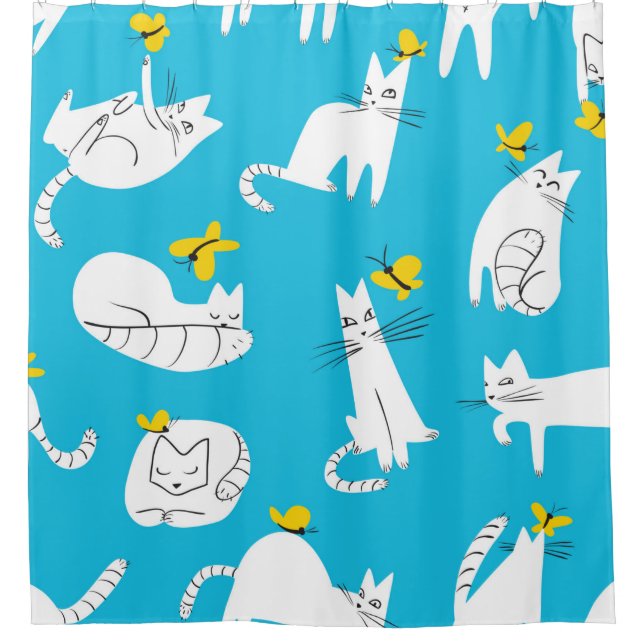 Seamless pattern with funny cats playing with butt (Front)