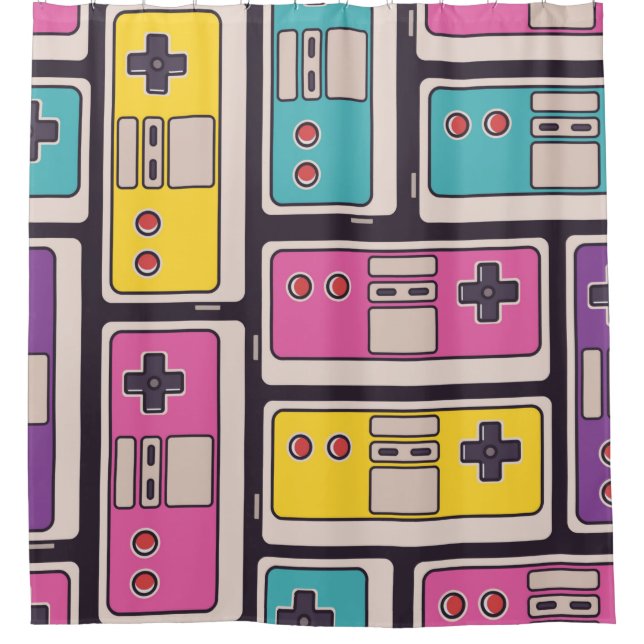 Seamless pattern with game joysticks. Colourful il (Front)