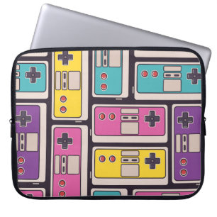Seamless pattern with game joysticks. Colourful il Laptop Sleeve