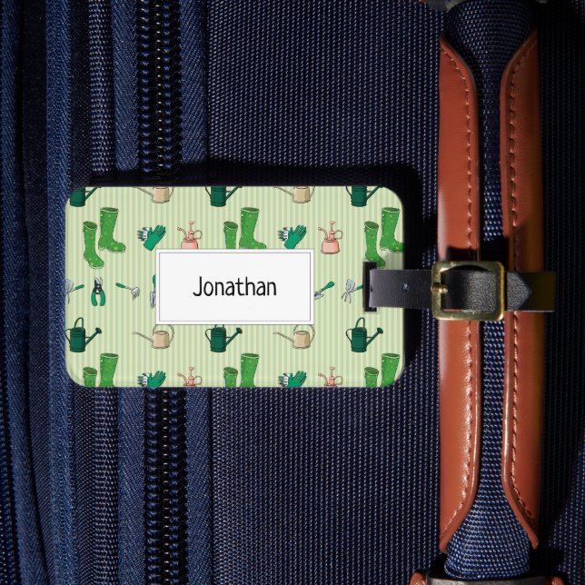   Seamless pattern with gardening tools Luggage Tag (Front Insitu 4)