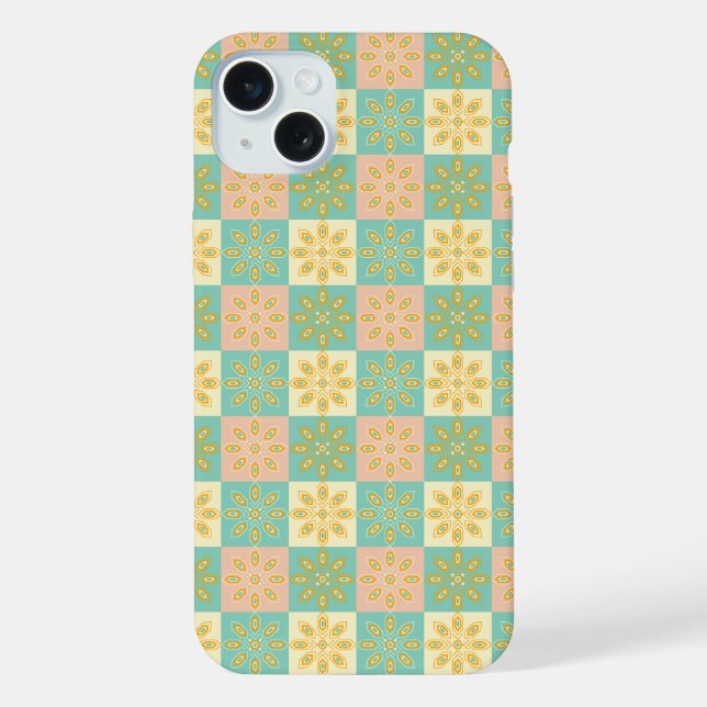 Seamless pattern with geometric floral motifs iPhone case (Back)
