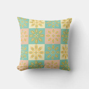 Seamless pattern with geometric floral motifs throw pillow