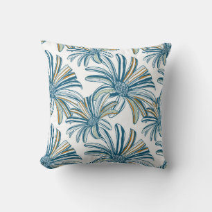 Seamless pattern with gerbera flowers. Vintage bac Throw Pillow