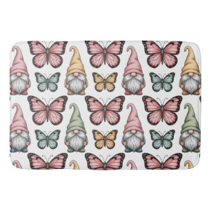 Seamless Pattern with Gnomes and Butterflies Bath Mat