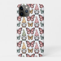 Seamless Pattern with Gnomes and Butterflies