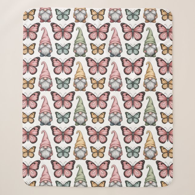 Seamless Pattern with Gnomes and Butterflies Sherpa Blanket (Front)