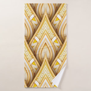 Seamless Pattern with Gold Ethnic Motifs. Endless  Bath Towel