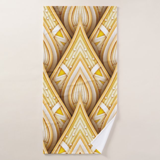 Seamless Pattern with Gold Ethnic Motifs. Endless  Bath Towel (Bath Towel)