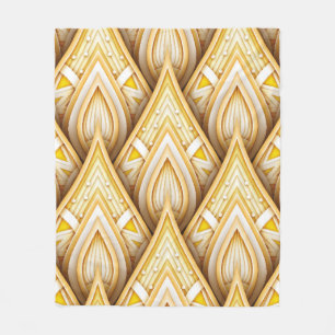 Seamless Pattern with Gold Ethnic Motifs. Endless Fleece Blanket