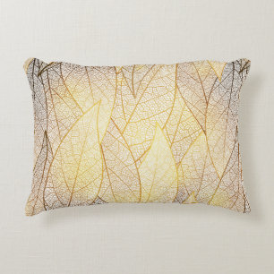 Seamless pattern with gold leaves accent pillow