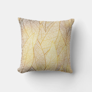 Seamless pattern with gold leaves throw pillow