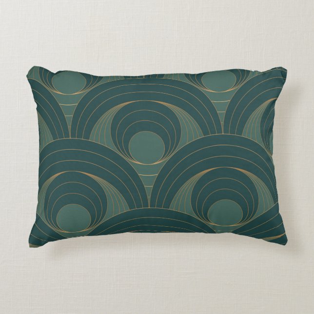 Seamless pattern with golden and green circles on  accent pillow (Front)